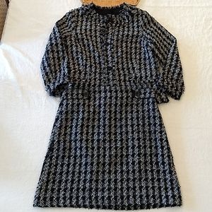 Ann Taylor Houndstooth Suit Jacket Skirt 6